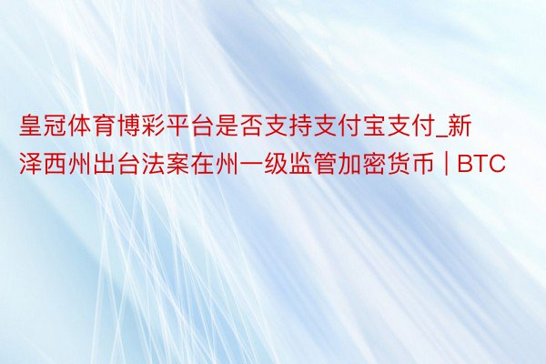 皇冠体育博彩平台是否支持支付宝支付_新泽西州出台法案在州一级监管加密货币 | BTC